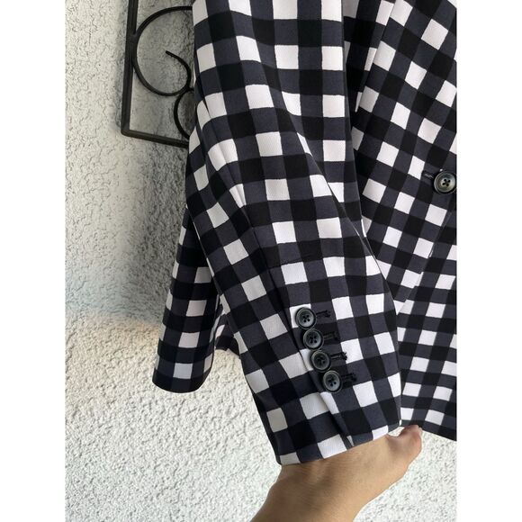 Banana RepublicGingham 1 Button Blazer - Size 14 / White/Black - Picture 6 of 13